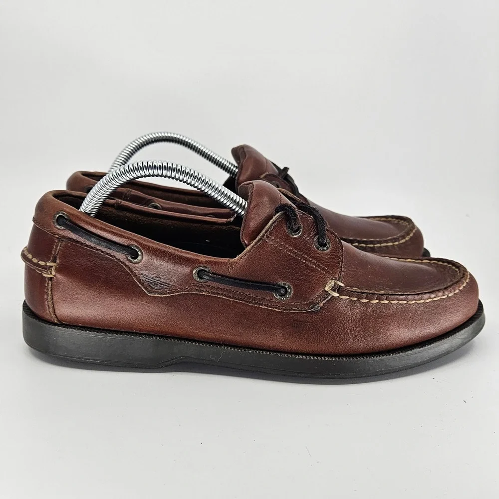 Dockers Men's Brown Leather Classic Boat Shoes Size 9M Preppy Nautical Americana